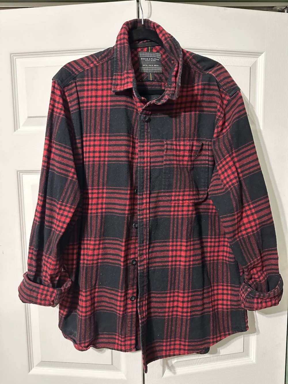 Red & Black Plaid Button-Up Shirt Jacket